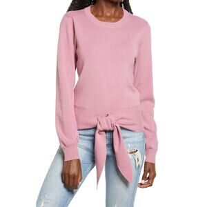 WAYF Milo‎ Tie Hem Knit Sweater Mauve Pink Small Crew Neck NEW